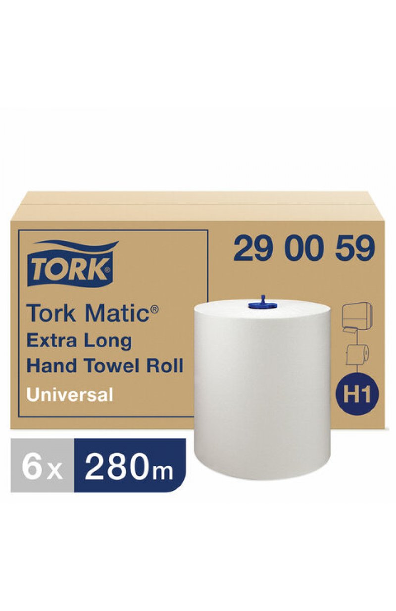 Полотенца бумажные рулонные TORK (Система H1) Matic, комплект 6 шт., Universal, 280 м, белые