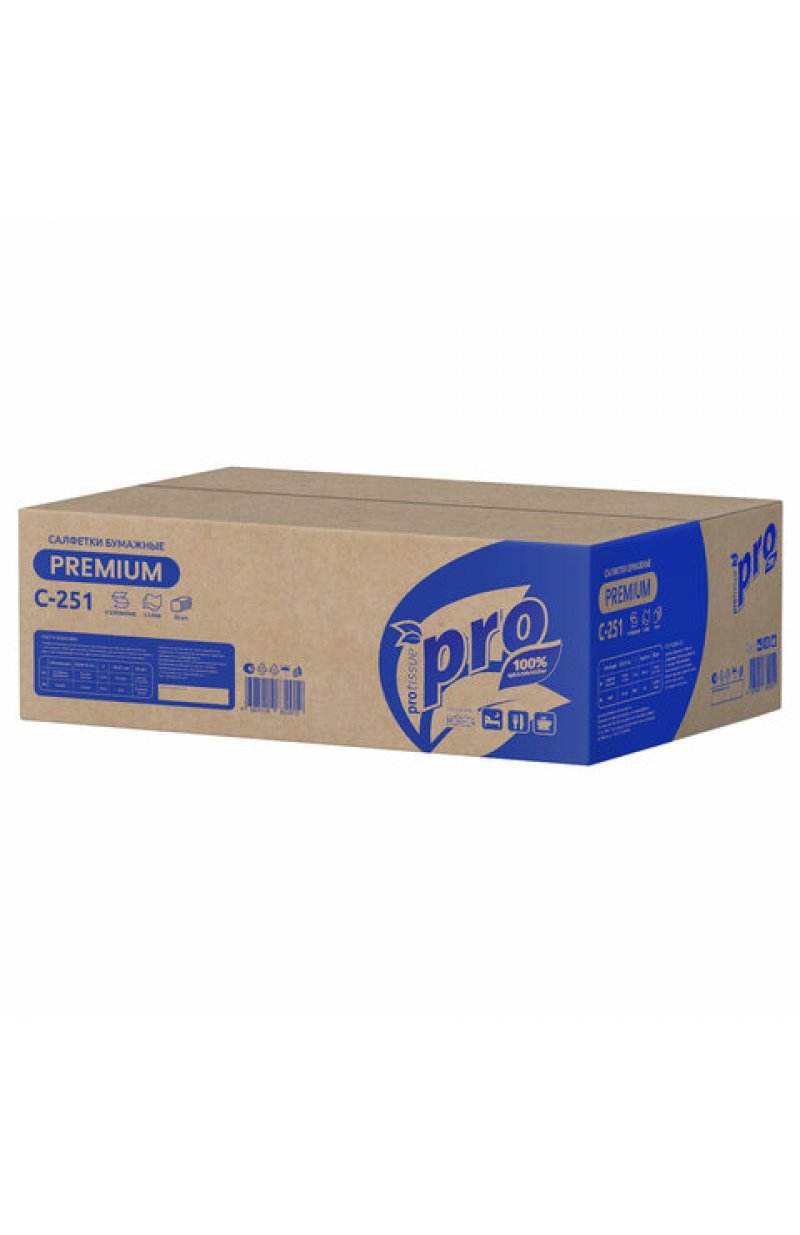 Салфетки 200 шт. PROtissue (Система N4) PREMIUM, 2-слойные, КОМПЛЕКТ 20 шт., 21х16 см, V-сложение, белые