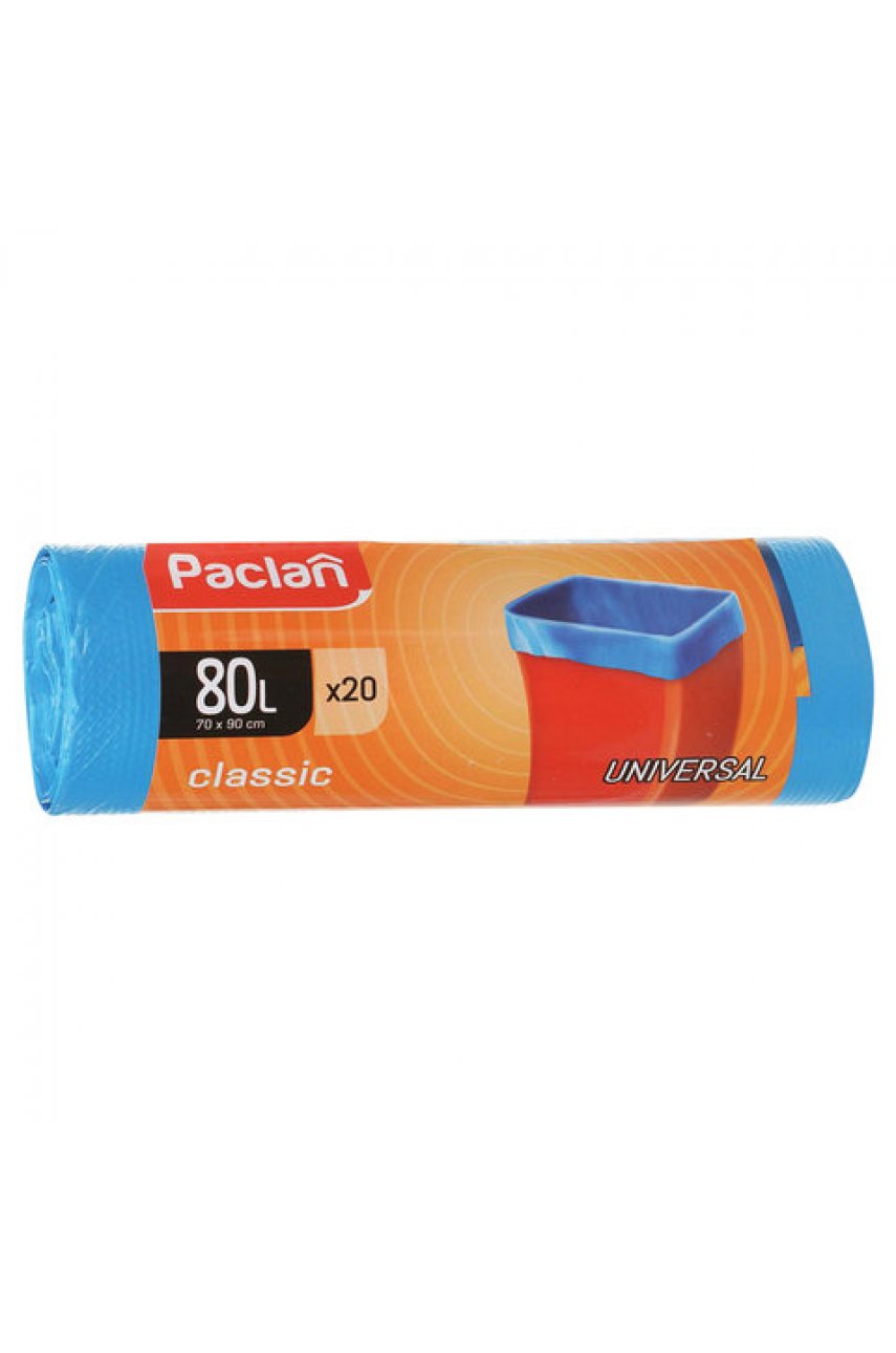 Мешки для мусора 80 л, синие, в рулоне 20 шт., ПНД, 12 мкм, 70х90 см, PACLAN "Classic"
