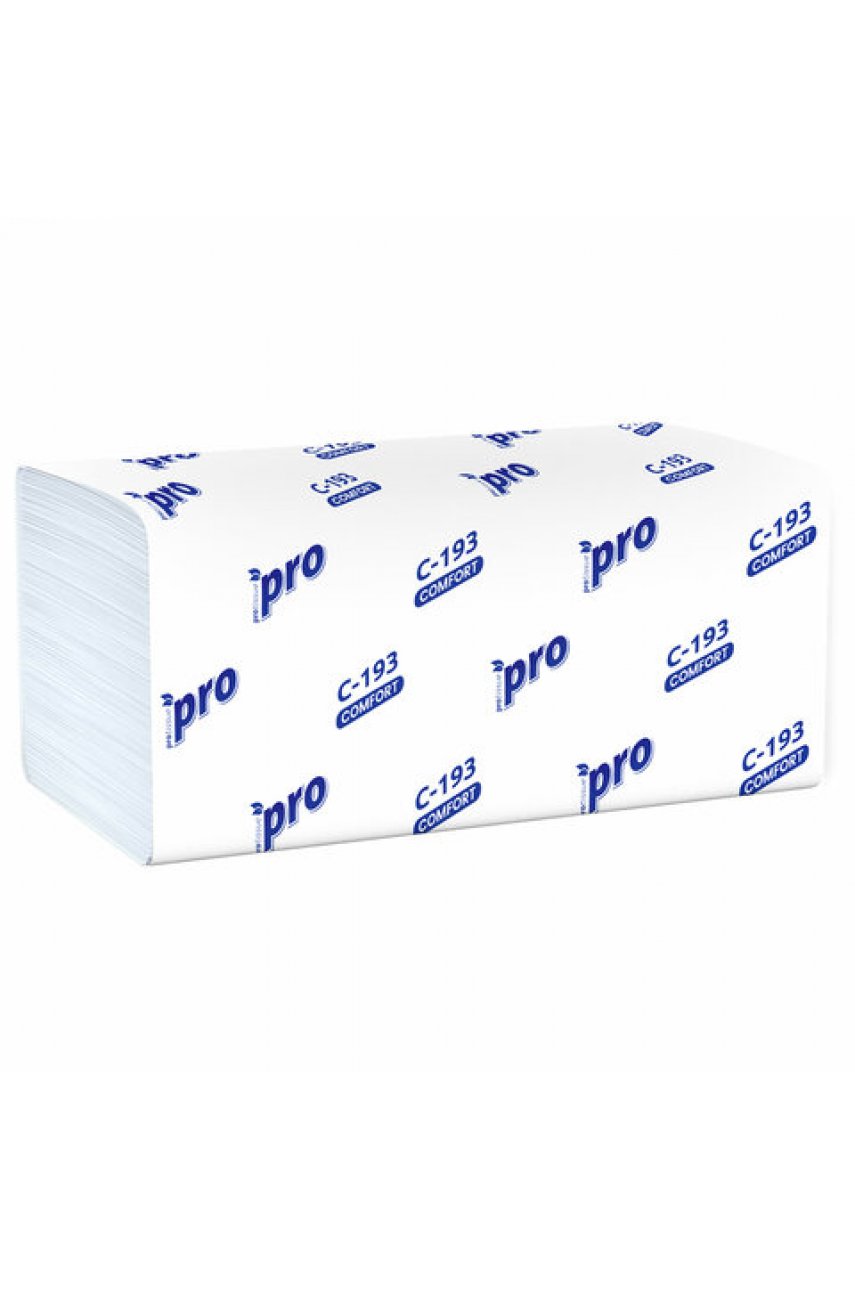 Полотенца бумажные 250 шт., PROtissue (H3) COMFORT, 1-слойные, белые, КОМПЛЕКТ 20 пачек, 22x21, V-сложение