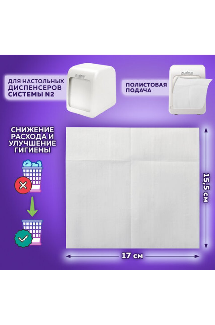 Салфетки бумажные для диспенсера (N2) PREMIUM, 1-слойные, КОМПЛЕКТ 30 пачек по 100 шт., 17x15,5 см, белые Салфетки бумажные для диспенсера (N2) PREMIUM, 1-слойные, КОМПЛЕКТ 30 пачек по 100 шт., 17x15,5 см, белые