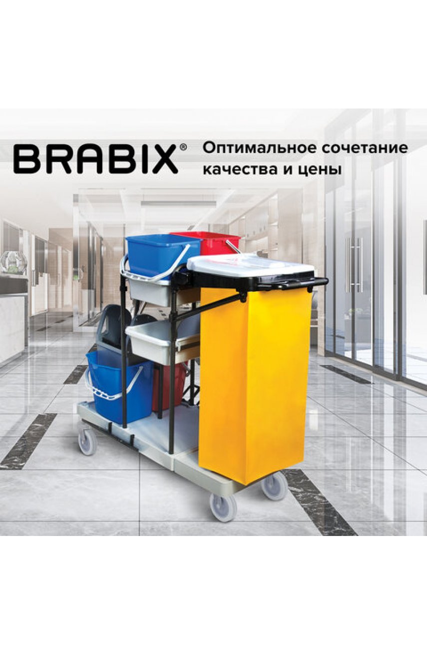 Тележка уборочная BRABIX, ведра 2х20 л, 2х11 л, механический отжим, держатель для мешка, мешок, 2 поддона