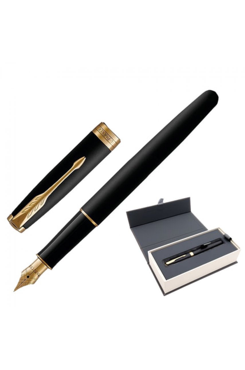 Ручка перьевая PARKER "Sonnet Core Matt Black GT", корпус черный матовый лак, позолоченные детали, черная
