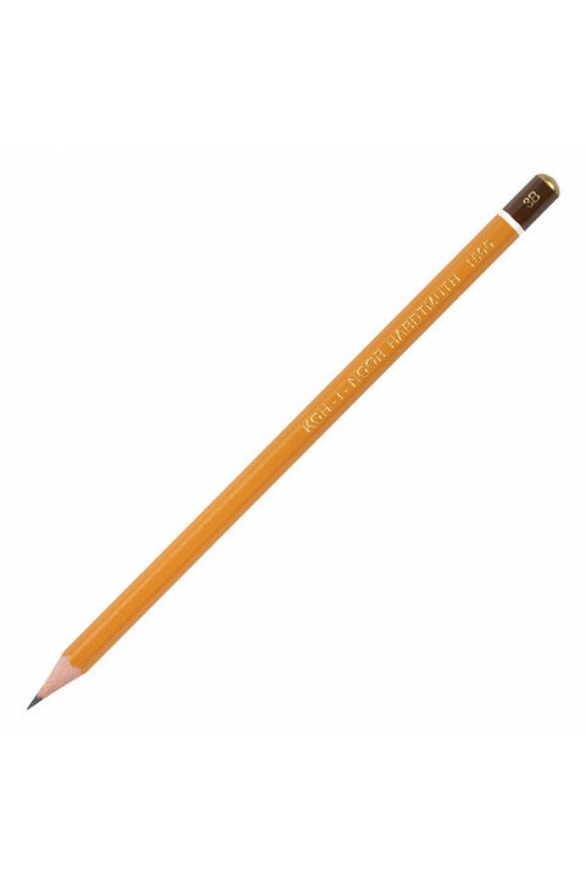 Карандаш чернографитный KOH-I-NOOR 1500, 1шт., 3B, корпус желтый, заточенный