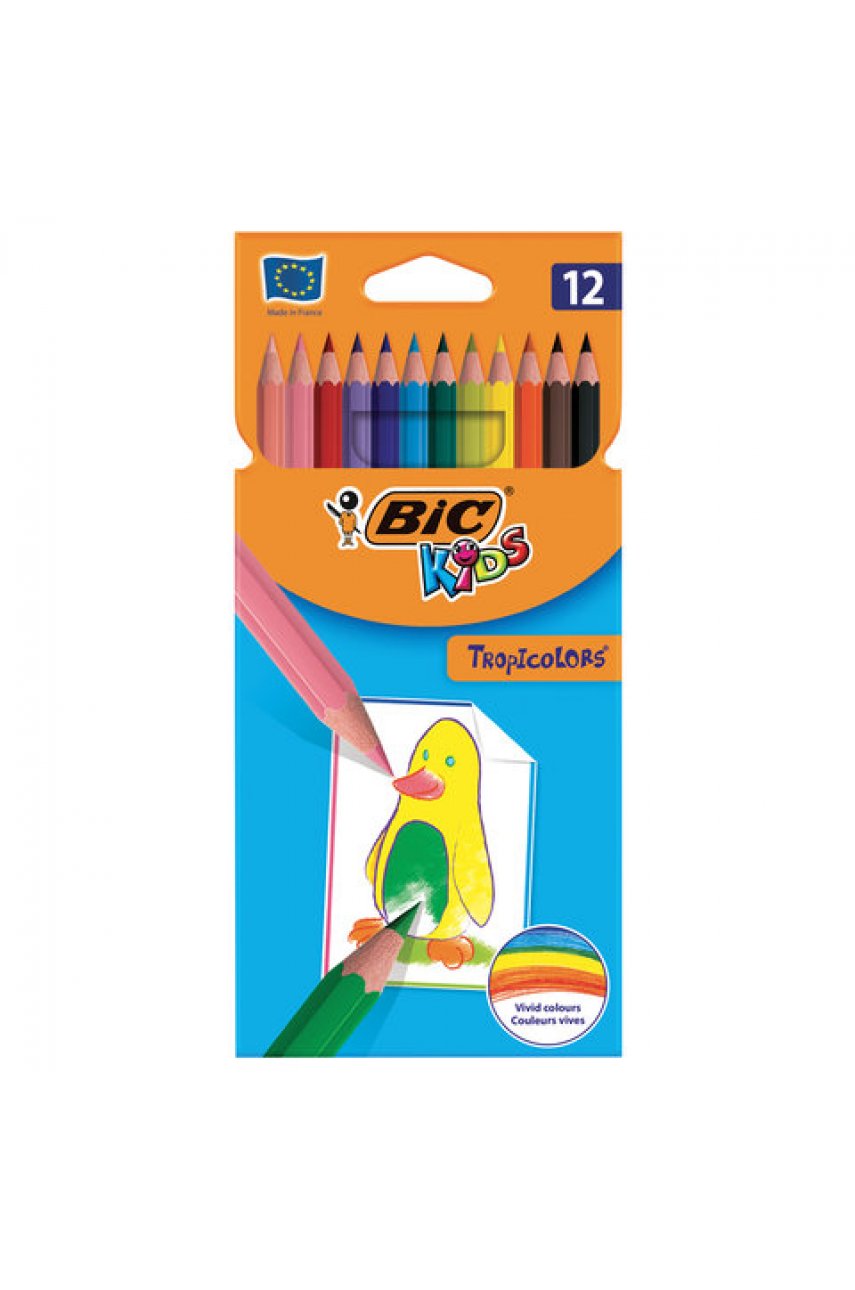 Карандаши цветные BIC "Tropicolors", 12 цветов, шестигранные