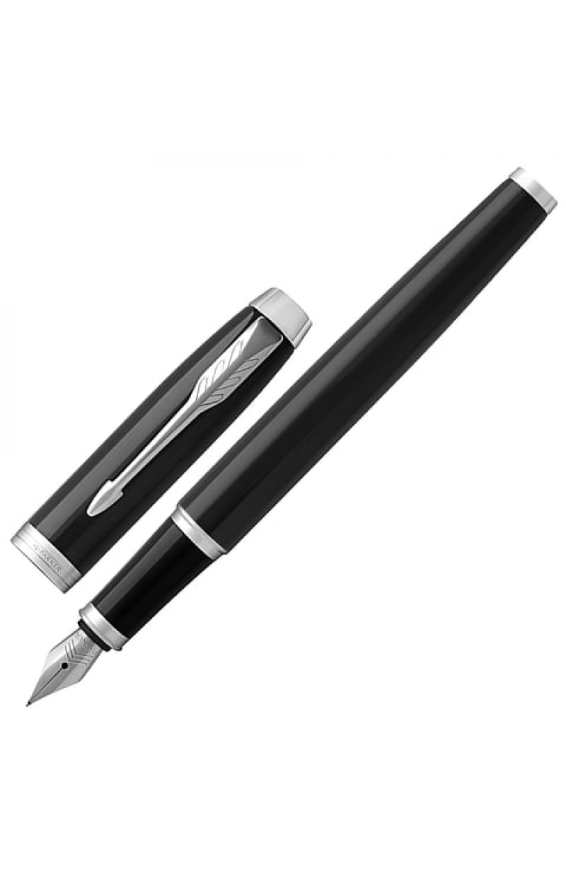Ручка перьевая PARKER "IM Core Black Lacquer CT", корпус черный глянцевый лак, хромированные детали, синяя