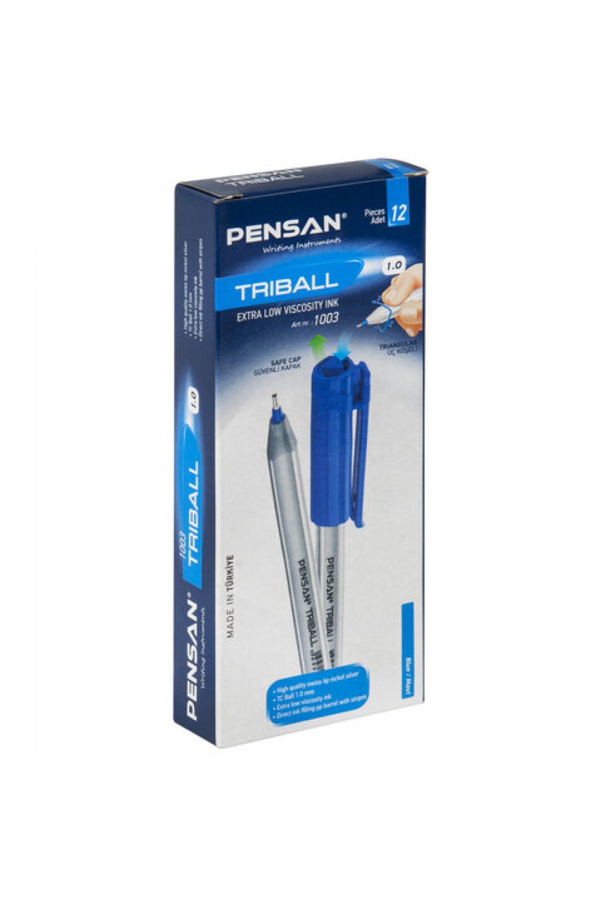Ручка шариковая масляная PENSAN "Triball", СИНЯЯ, трехгранная, узел 1 мм, линия письма 0,5 мм, 1003 Ручка шариковая масляная PENSAN "Triball", СИНЯЯ, трехгранная, узел 1 мм, линия письма 0,5 мм, 1003
