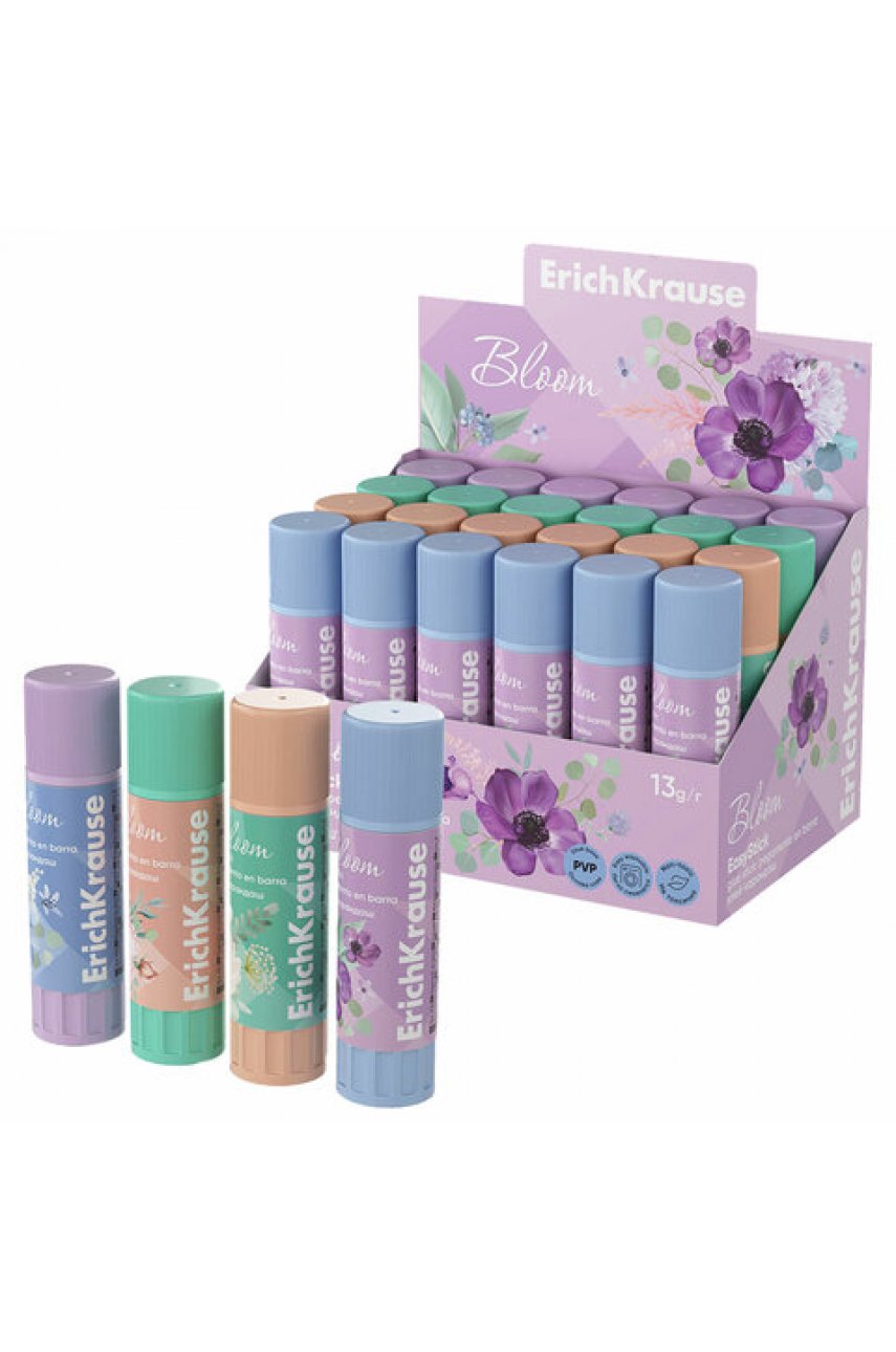 Клей-карандаш ERICH KRAUSE "EasyStick Pastel Bloom", 13 г