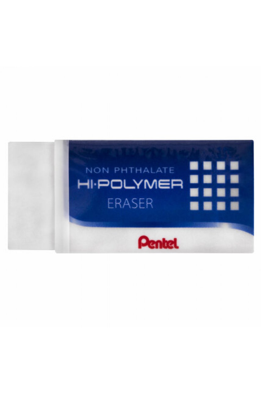Ластик PENTEL (Япония) "HI-POLYMER ERASER", 35х16х11,5 мм, белый, прямоугольный, картонный держатель