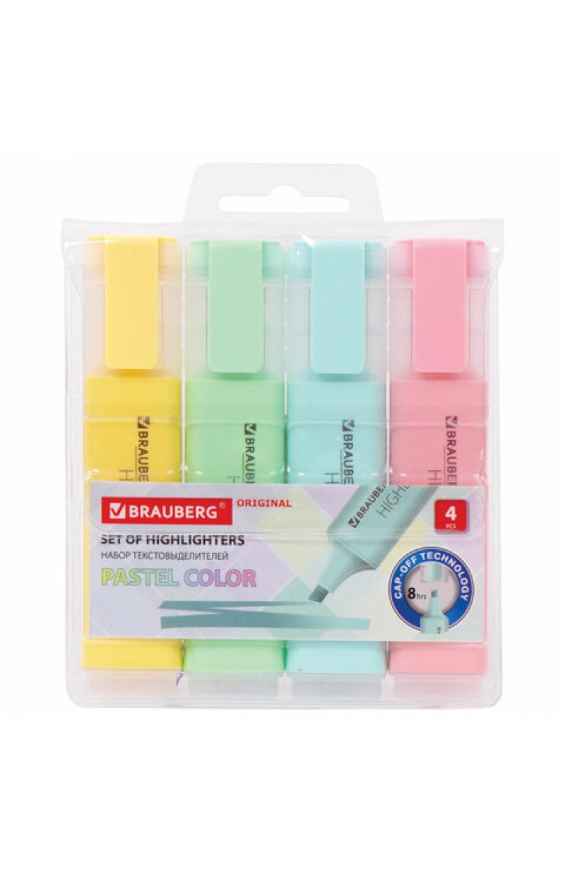 Набор текстовыделителей 4 ЦВЕТА"ORIGINAL PASTEL", линия письма 1-5 мм