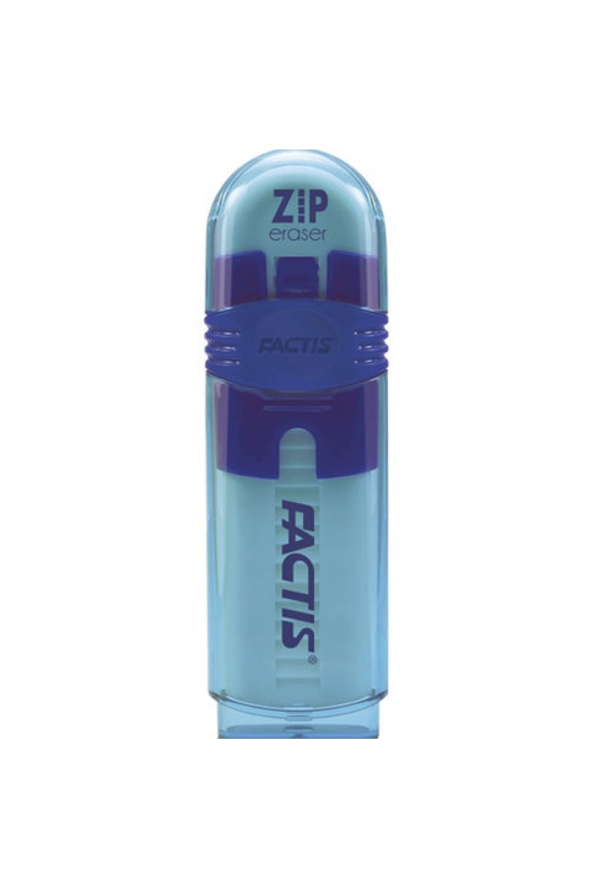 Ластик выдвижной FACTIS ZIP (Испания), 80x10x10 мм, белый, пластиковый корпус ассорти
