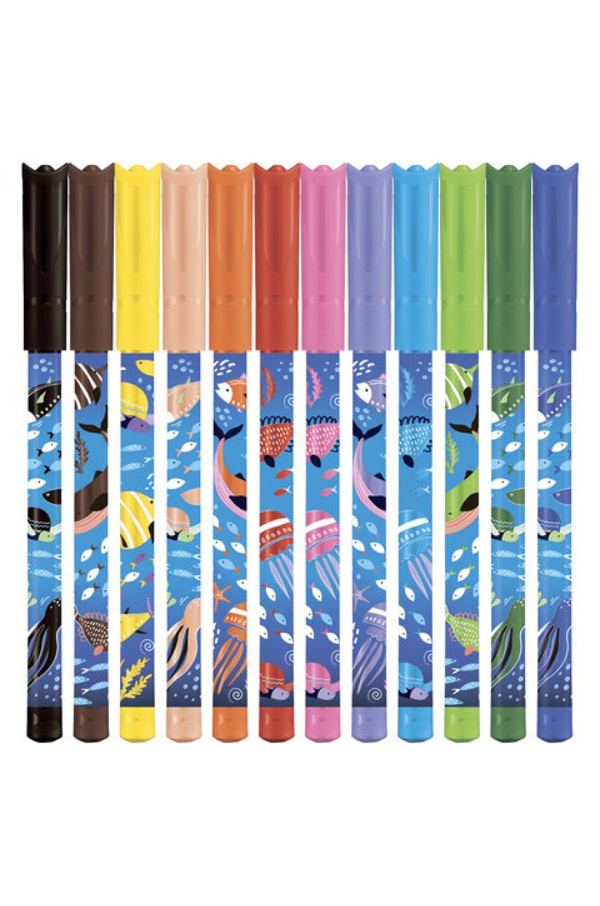 Фломастеры MAPED COLOR'PEPS "Ocean Life", 12 цветов, смываемые, вентилируемый колпачок