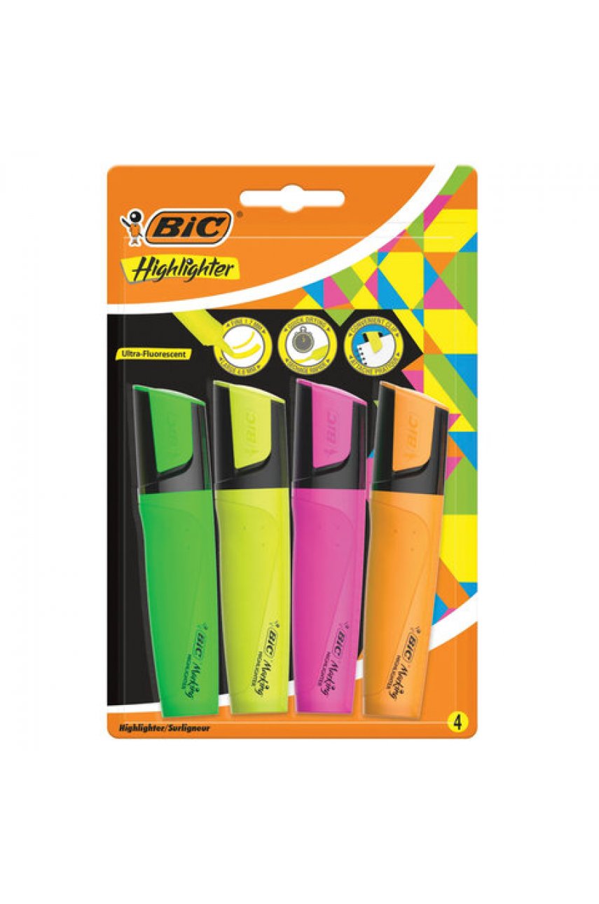 Набор текстовыделителей BIC "Flat" 4 шт., АССОРТИ, линия 1,7-4,8 мм Набор текстовыделителей BIC "Flat" 4 шт., АССОРТИ, линия 1,7-4,8 мм