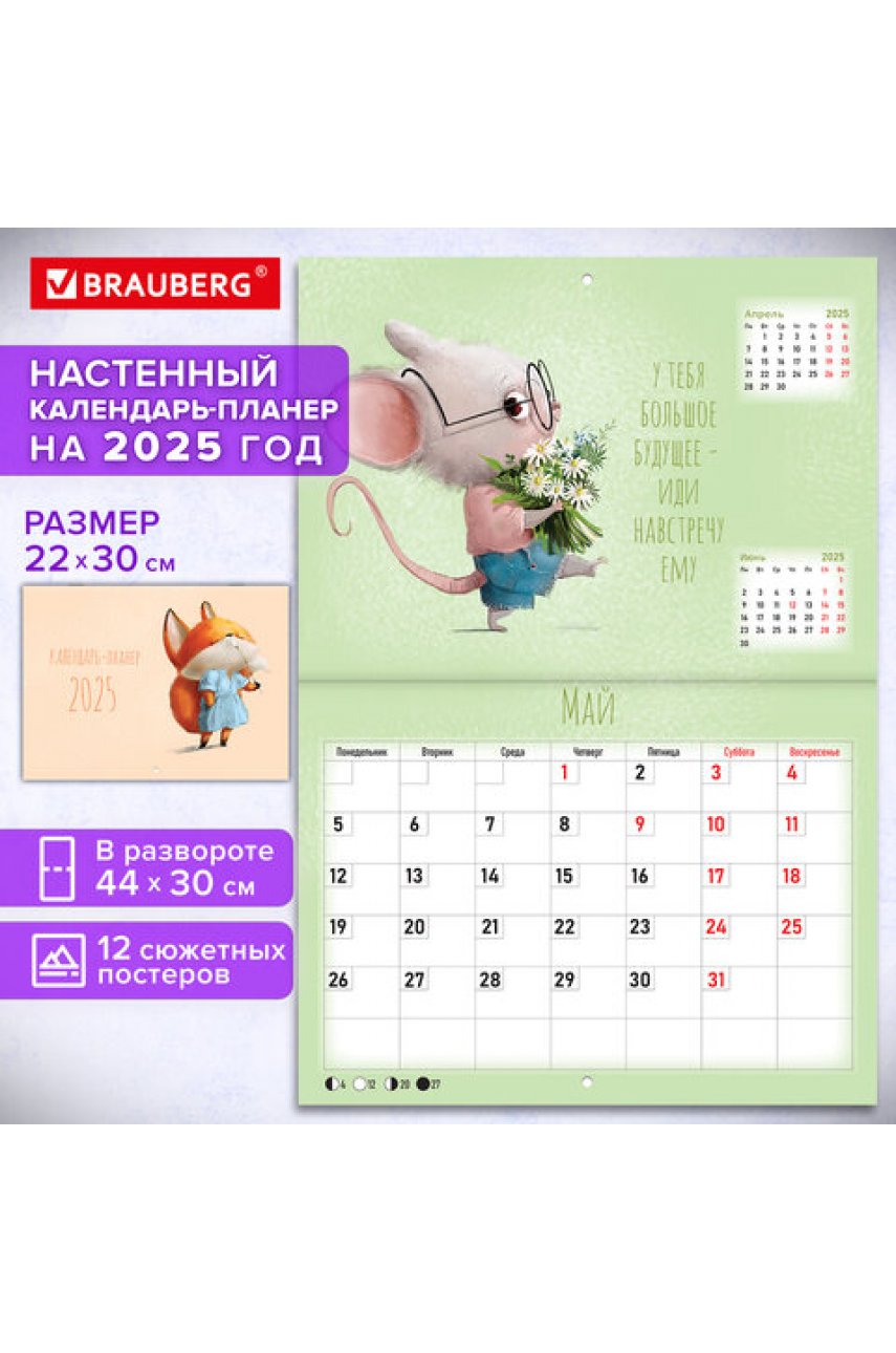 Календарь-планер настенный перекидной на 2025 г., 12 листов, 30х22 см, Календарь-планер настенный перекидной на 2025 г., 12 листов, 30х22 см,