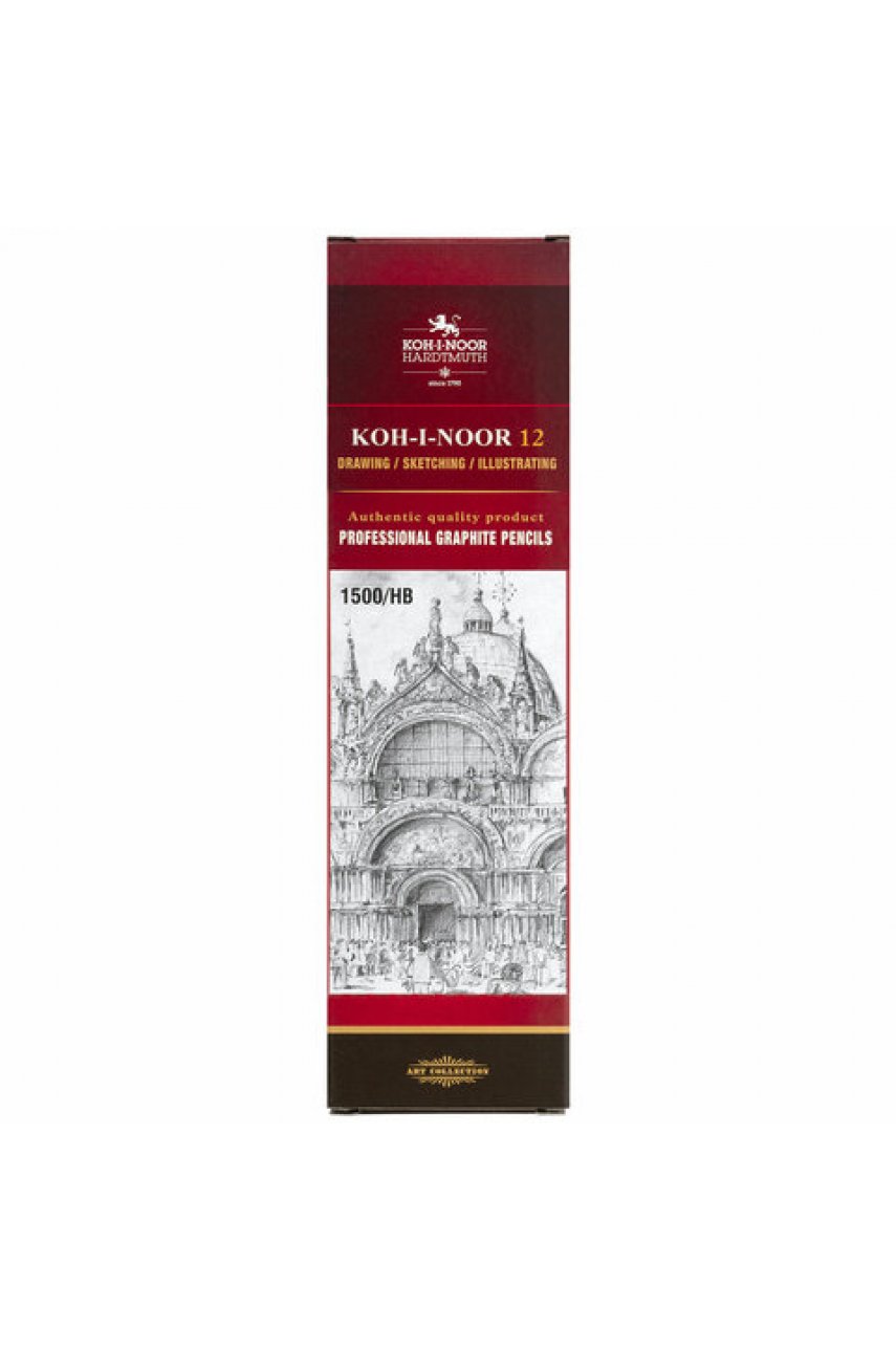 Карандаш чернографитный KOH-I-NOOR 1500, 1 шт., HB, корпус желтый, заточенный