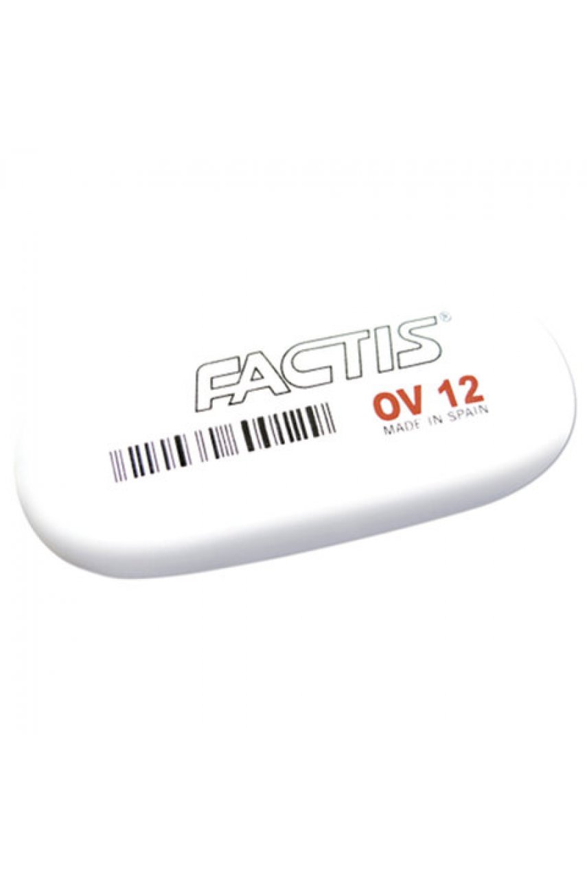 Ластик большой FACTIS OV 12 (Испания), 61х28х13 мм, белый, овальный