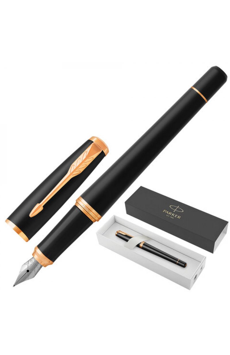 Ручка перьевая PARKER "Urban Core Muted Black GT", черный матовый лак, позолота, синяя