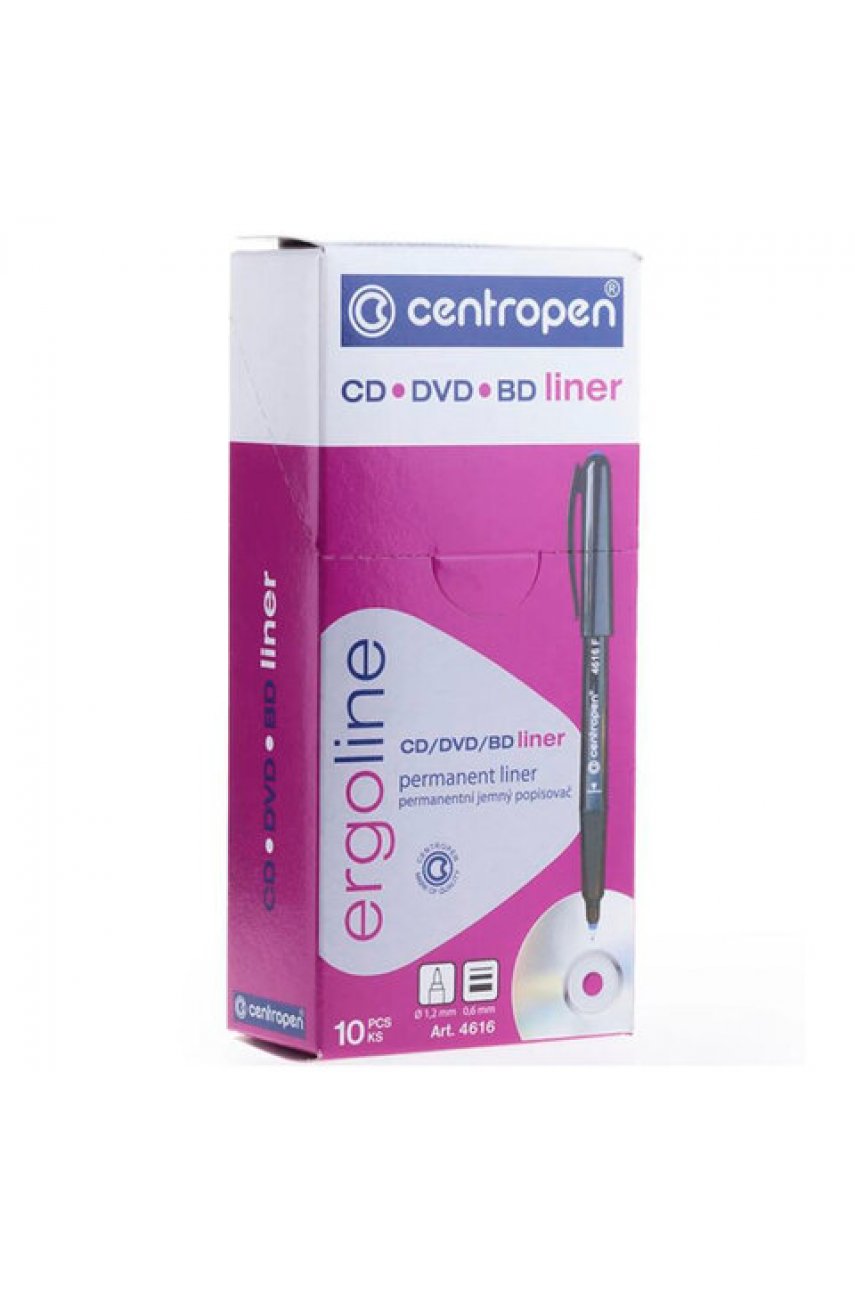 Маркер для CD и DVD ЧЕРНЫЙ CENTROPEN, трехгранная форма захвата, тонкий, 0,6 мм, 4616
