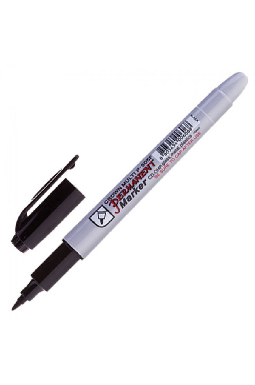 Маркер перманентный CROWN "Multi Marker Super Slim", ЧЕРНЫЙ, тонкий, 1 мм