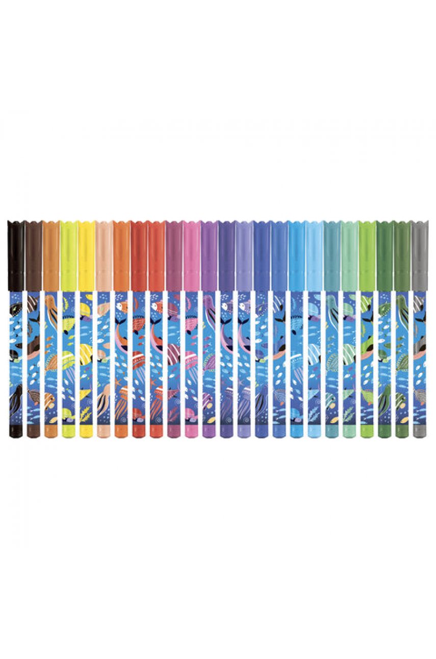 Фломастеры MAPED COLOR'PEPS "Ocean Life", 24 цвета, смываемые, вентилируемый колпачок