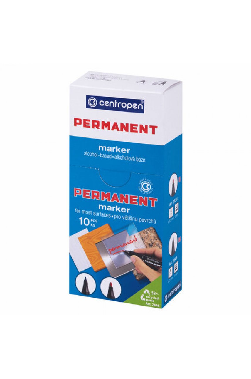 Маркер перманентный CENTROPEN 2836, ЧЕРНЫЙ, круглый наконечник, 2 мм