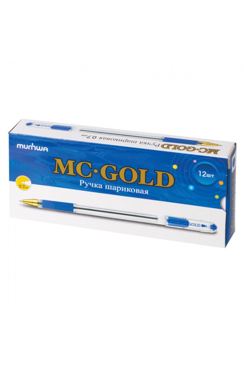 Ручка шариковая масляная с грипом MUNHWA "MC Gold", СИНЯЯ, корпус тонированный синий, узел 0,7 мм, линия письма 0,5 мм Ручка шариковая масляная с грипом MUNHWA "MC Gold", СИНЯЯ, корпус тонированный синий, узел 0,7 мм, линия письма 0,5 мм