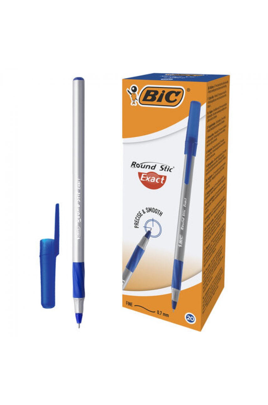 Ручка шариковая с грипом BIC "Round Stic Exact", СИНЯЯ, корпус серый, узел 0,7 мм, линия письма 0,28 мм Ручка шариковая с грипом BIC "Round Stic Exact", СИНЯЯ, корпус серый, узел 0,7 мм, линия письма 0,28 мм