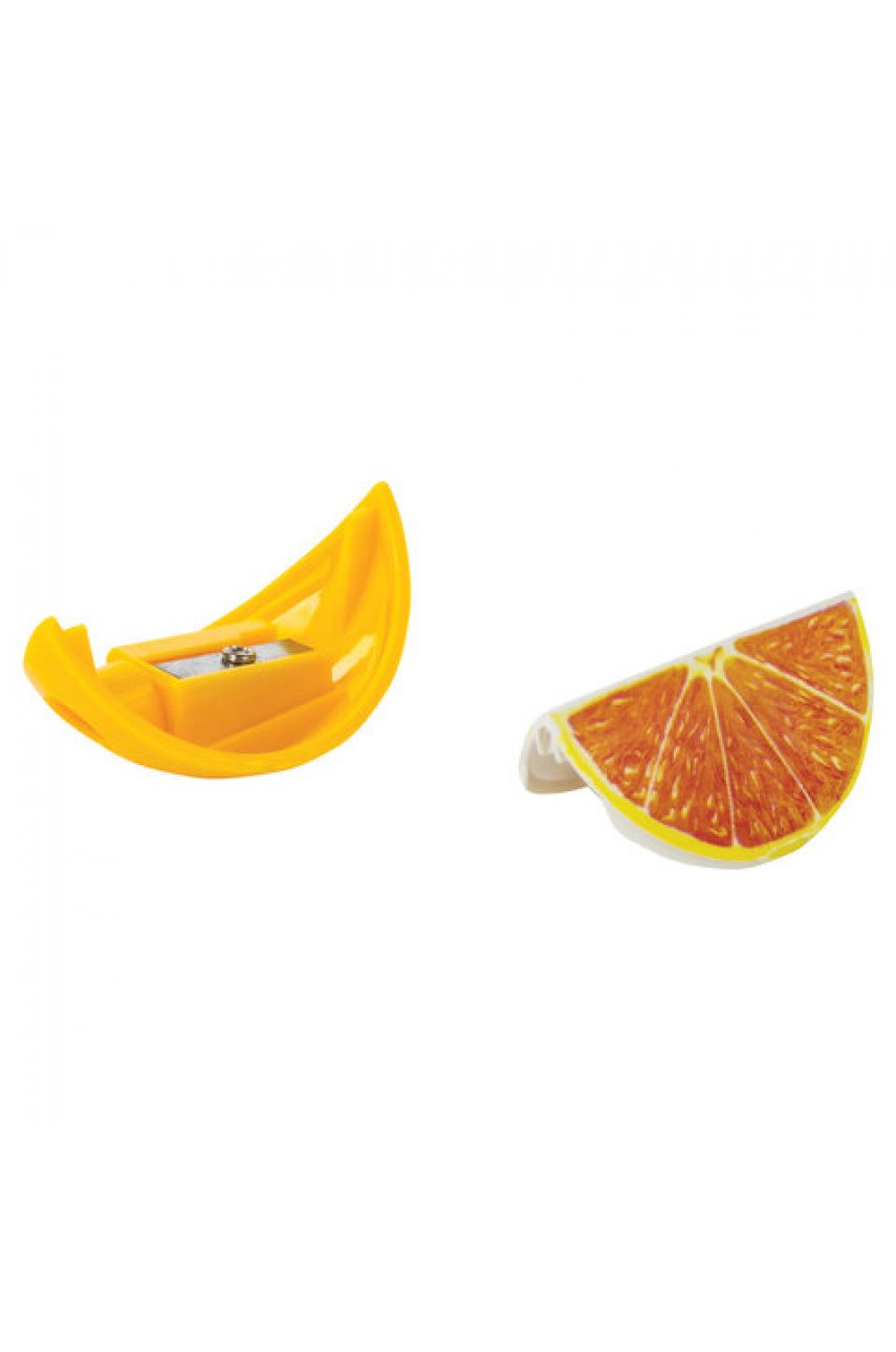 Точилка "Фрукты", с контейнером, пластиковая, ассорти