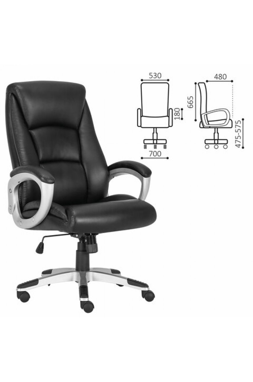 Кресло офисное BRABIX PREMIUM "Grand EX-501", рециклированная кожа, черное