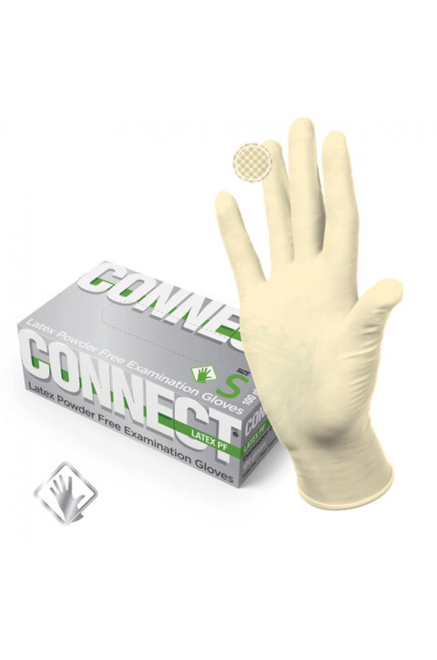 Перчатки смотровые латексные CONNECT, 50 пар (100 штук), размер S (малые)