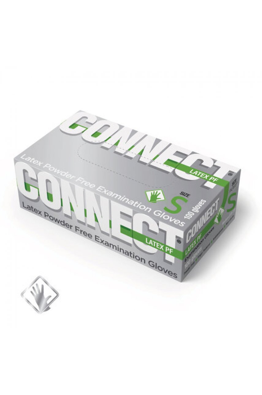 Перчатки смотровые латексные CONNECT, 50 пар (100 штук), размер S (малые)