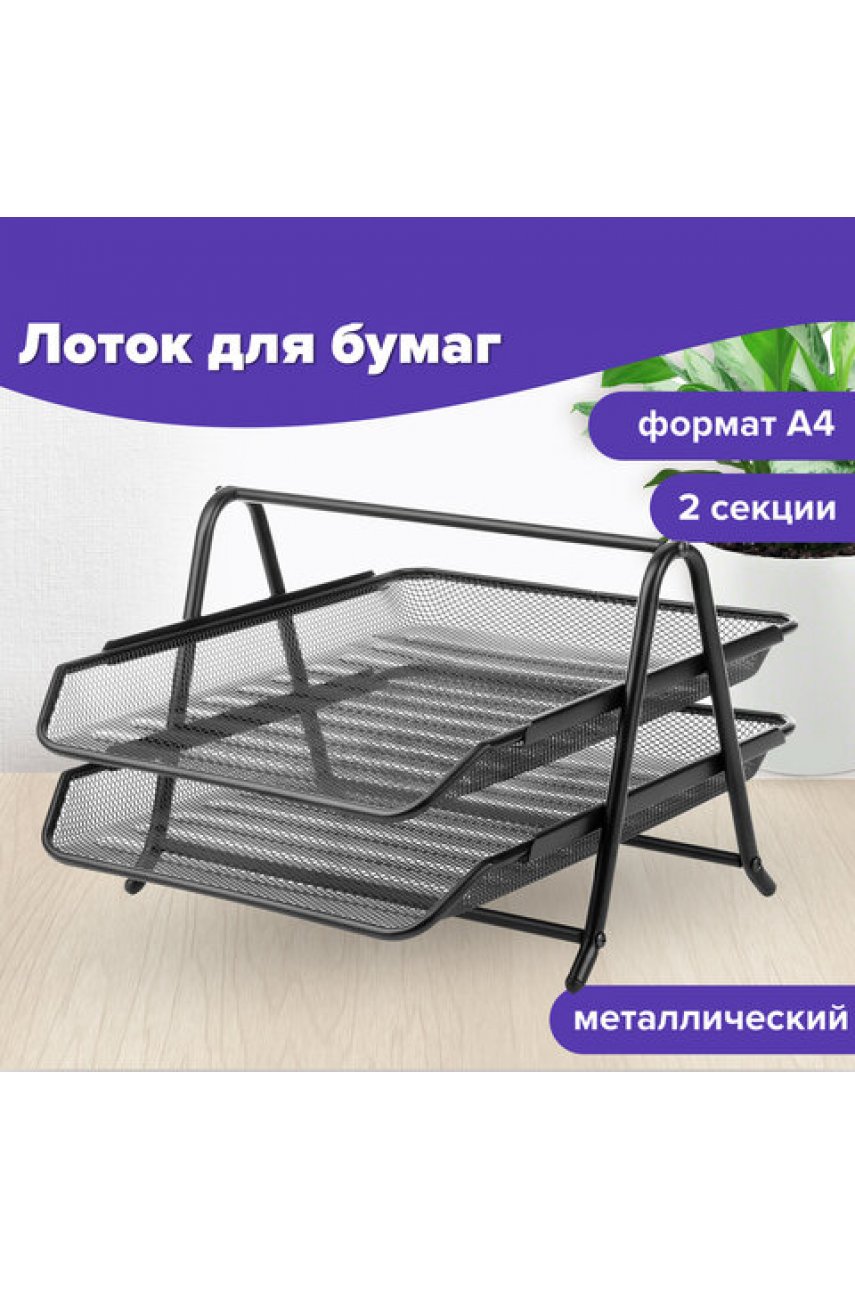Лоток горизонтальный металлический для бумаг, 2 секции Лоток горизонтальный металлический для бумаг, 2 секции