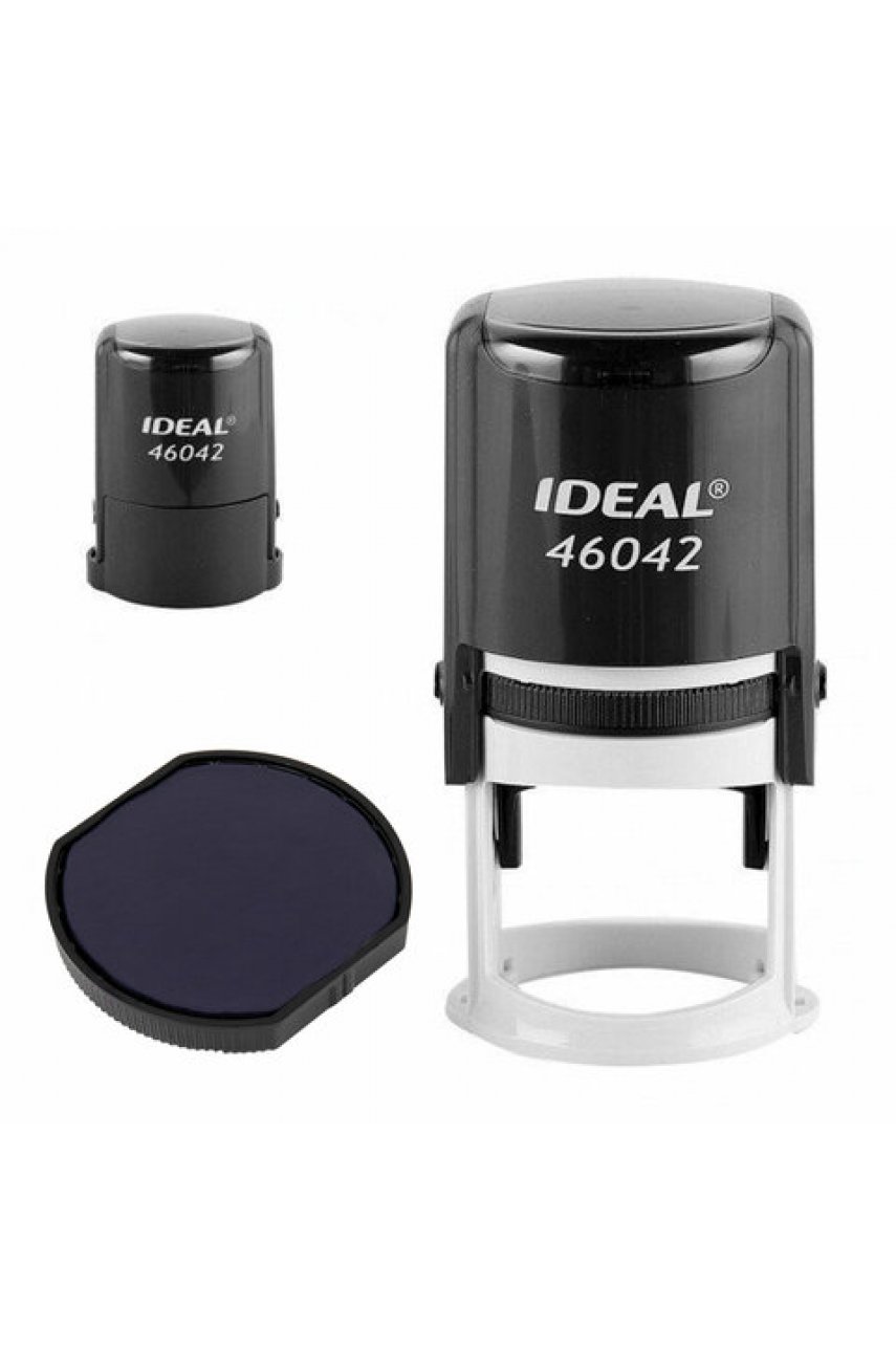 Оснастка для печатей, оттиск D=42 мм, синий, TRODAT IDEAL 46042, корпус черный, крышка, подушка Оснастка для печатей, оттиск D=42 мм, синий, TRODAT IDEAL 46042, корпус черный, крышка, подушка