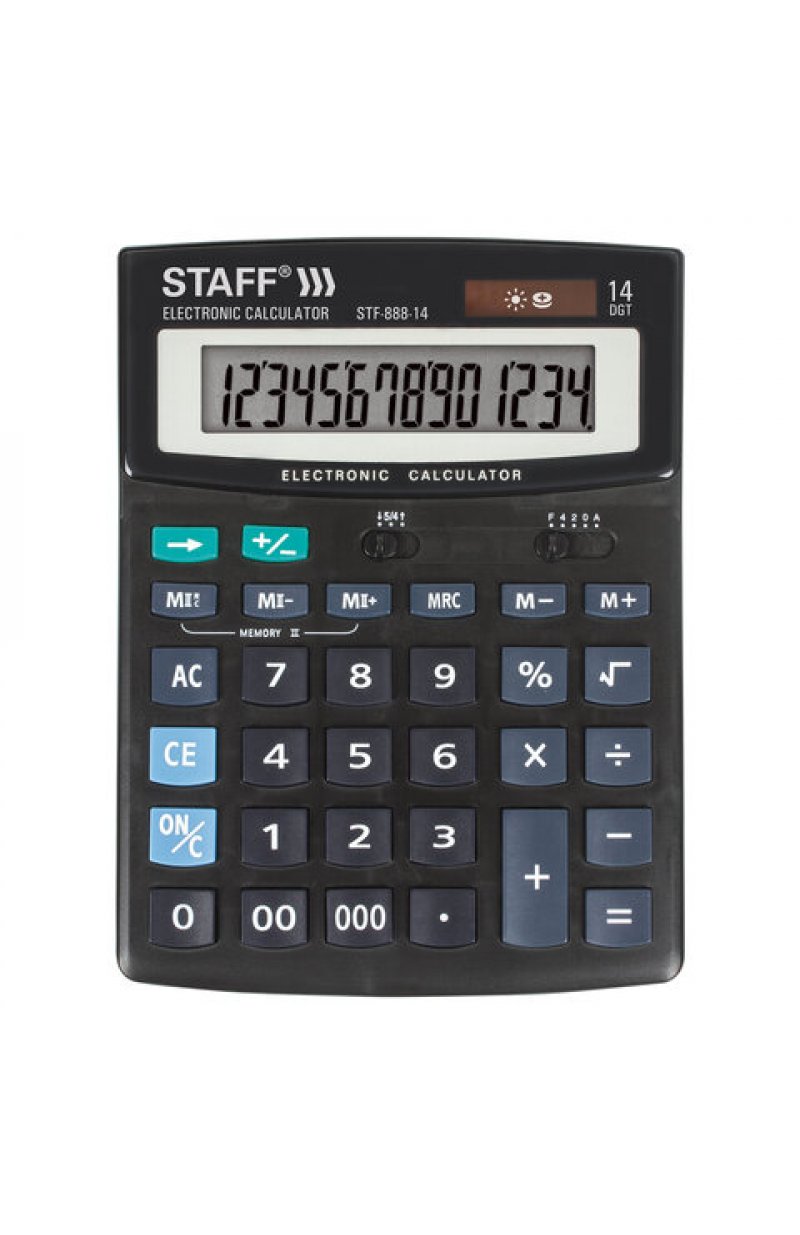Калькулятор настольныйSTF-888-14 (200х150 мм), 14 разрядов, двойное питание