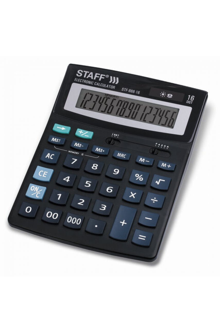 Калькулятор настольный STAFF STF-888-16 (200х150 мм), 16 разрядов, двойное питание, 250183 Калькулятор настольный STAFF STF-888-16 (200х150 мм), 16 разрядов, двойное питание, 250183