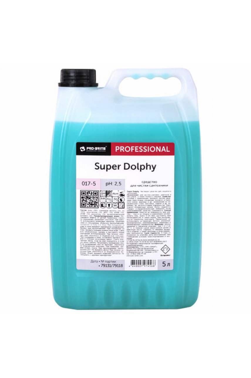 Средство для уборки санитарных помещений, 5 л, PRO-BRITE SUPER DOLPHY, кислотное, концентрат