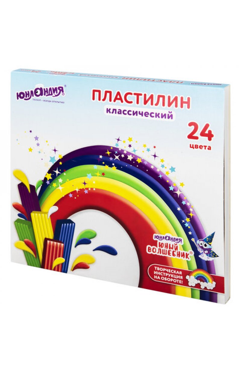 Пластилин классический ЮНЛАНДИЯ "ЮНЫЙ ВОЛШЕБНИК", 24 цвета, 480 г, СО СТЕКОМ