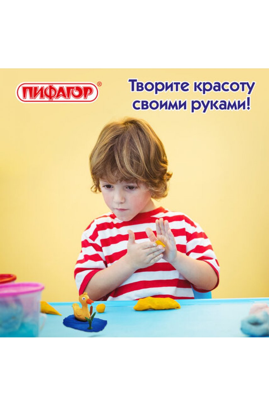 Пластилин на растительной основе (тесто для лепки), 12 цветов, 360 г, пластиковое ведро